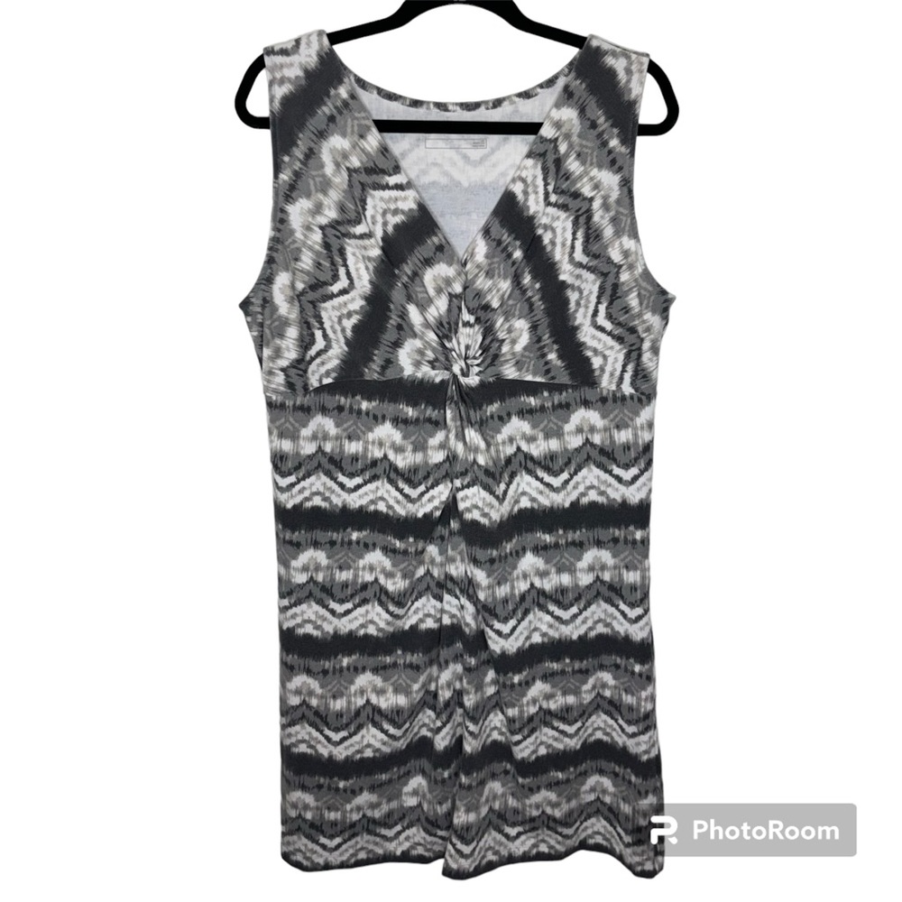 Eddie Bauer Dress Women’s XL Twist Front Gray & White Aztec Sleeveless